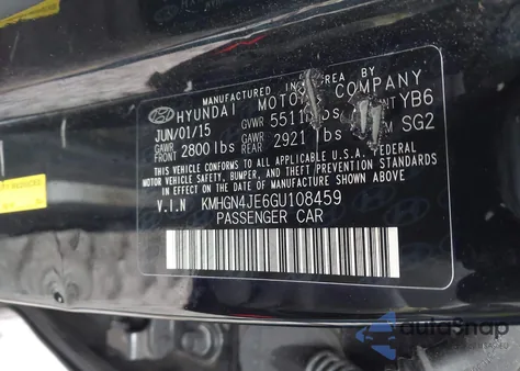 2016 Hyundai Genesis 3.8 z USA, uszkodzony, nr VIN KMHGN4JE6GU108459